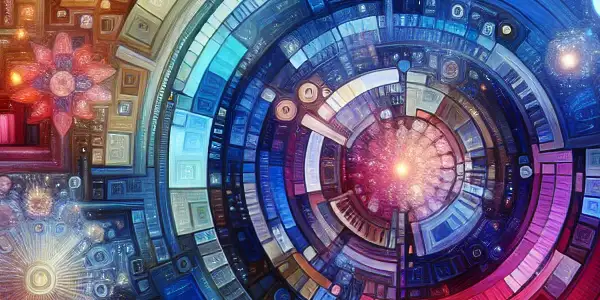 A vibrant digital database interface showcasing a variety of adult content options, featuring colorful thumbnails and Japanese cultural motifs.